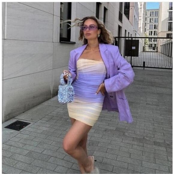 Zara STRAPLESS TULLE DRESS Size Extra Large XL - Picture 4 of 16